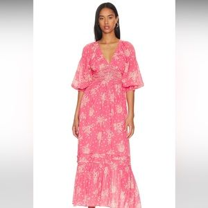 Free People Golden Hour Maxi Dress, Size XL, color: Electropop Pink